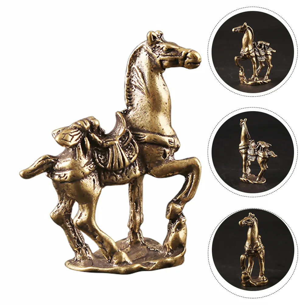 

Brass Horse Sculpture Stylish Desktop Decoration Sturdy Office Tabletop Adornment Unique Horse Craft Gift
