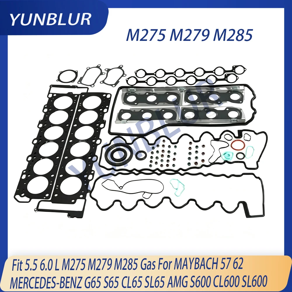 M275 M279 M285 Engine Full Gasket Set Fit 5.5 6.0 L Gas For MAYBACH 57 62 MERCEDES-BENZ G65 S65 CL65 SL65 AMG S600 CL600 SL600
