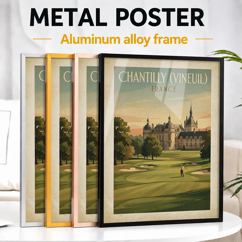 Chantilly Golf Course Framed Metal Print Customized Photo High Contrast Training Style Wall Art For Sports Bar Collector Gift