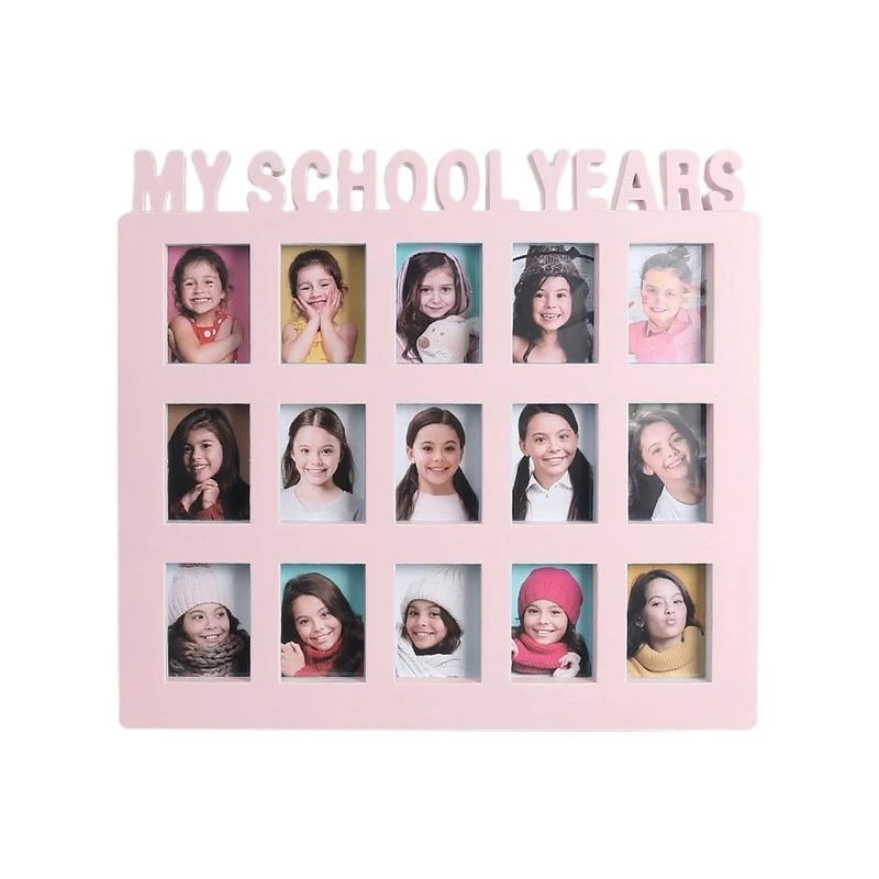 

76HF School Years Photo Moment Student Frame Children Campus 15 Pictures Display Collage Frame Kids Memory Gift