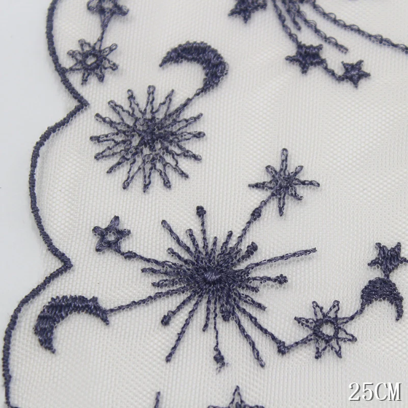 

31 ярдов лунная звезда с вышитой кружевной отделкой, мягкая сетчатая ткань для нижнего белья, нижнего белья, платья, бюстгальтера, декор ручной работы