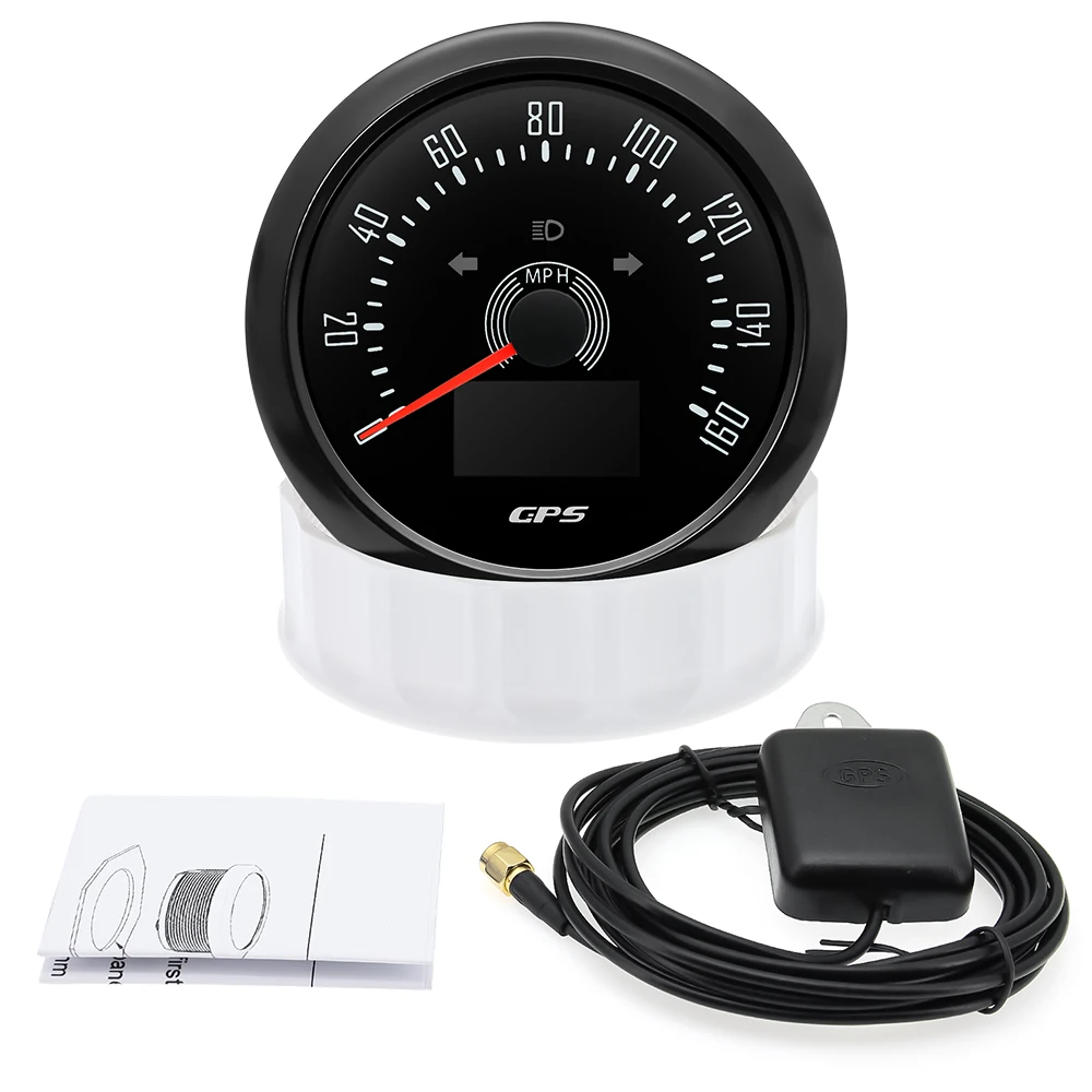 85Mm Digitale Gps Snelheidsmeter 0-160Mph 0-200kmh Snelheidsmeter Met Gps Antenne Voor Auto Marine Boot 7 Kleur Backlight Snelheidsmeter