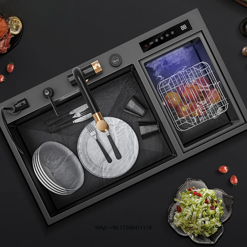 Smart Kitchen Cabinet Wash Sink Manufacturer Stainless Steel Intelligent Ultrasonic Kitchen Sink Stainless Steel