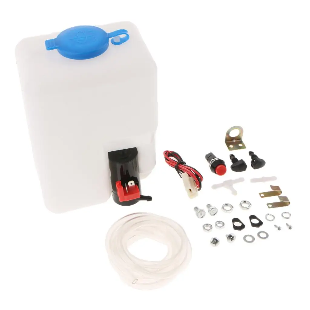 Car Windshield Glass Wiper System Universal Washer Reservoir Tank Water Pump Bottle Kit 12V Jet Switch Reservoir Installation