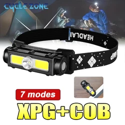 XPG COB Headlamp Rechargeable LED Headlight 7 Modes Outdoor Camping Night Fishing Running Headlamp with Magnet Built in Battery