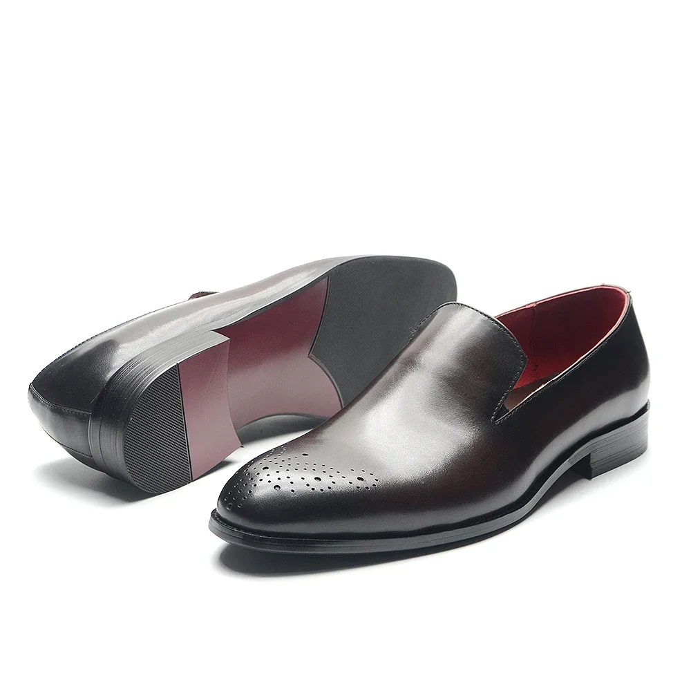 Mocassini formali da uomo classici in vera pelle Original Party Wedding Slip-on Dress Shoes fodera rossa italiana calzature maschili di lusso