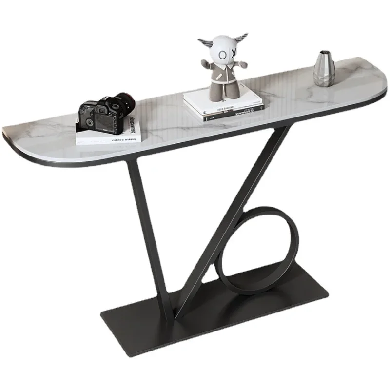 

rock slab entrance table, light luxury home semi-round table against the wall view table, art cabinet modern simple case