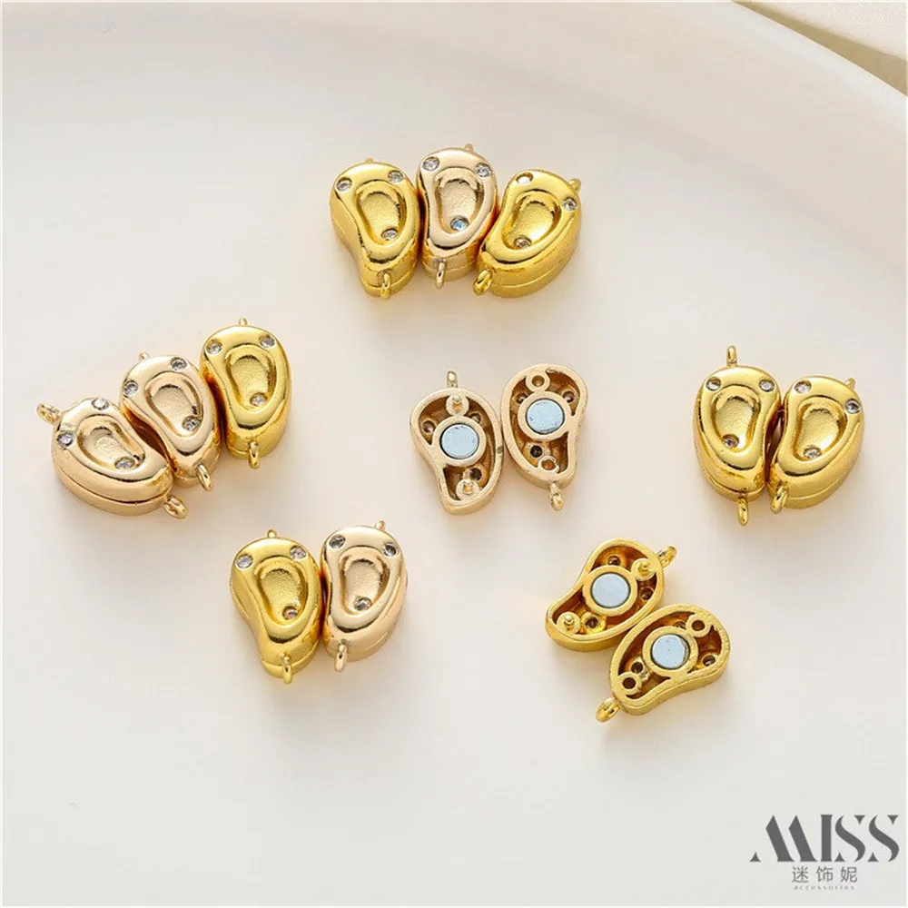 14K/18K Pea Zircon Magnet Buckle DIY Connection Buckle Tail Buckle Handmade Bracelet Necklace Jewelry Material