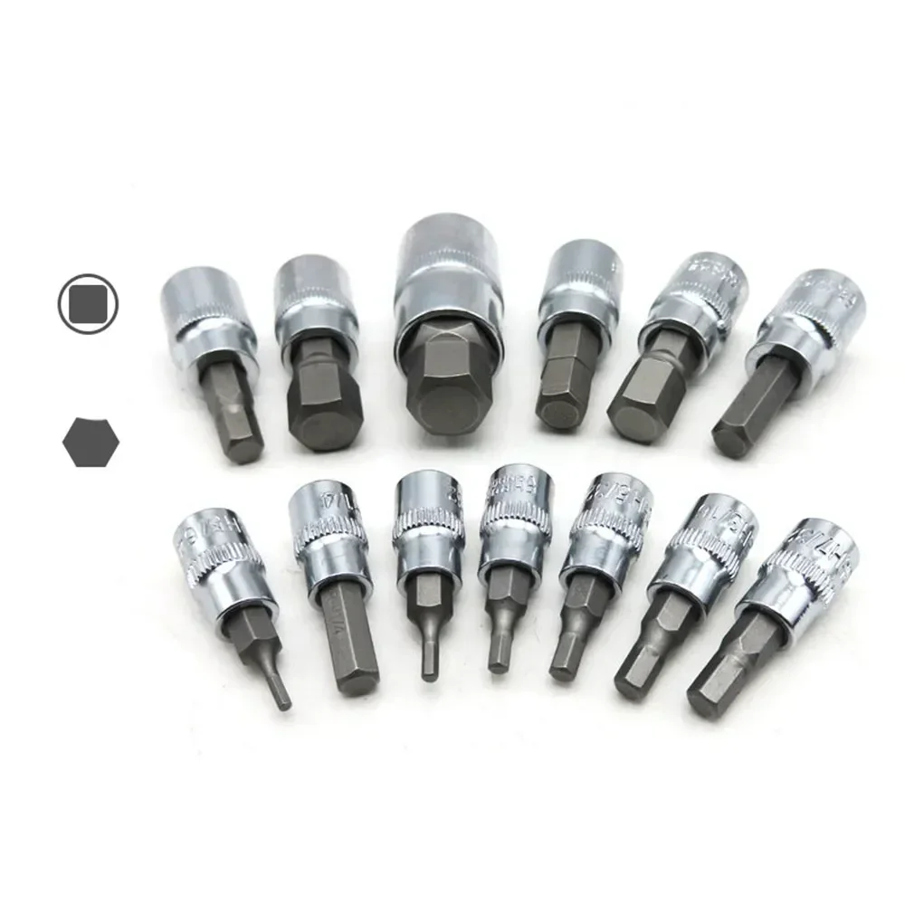 Imagem -04 - Universal Manga Cabeça Hex Cr-v Bit Grupo Adaptador de Broca Sae e Metric Sized Sockets Chave Soquete 13 Pcs por Conjunto