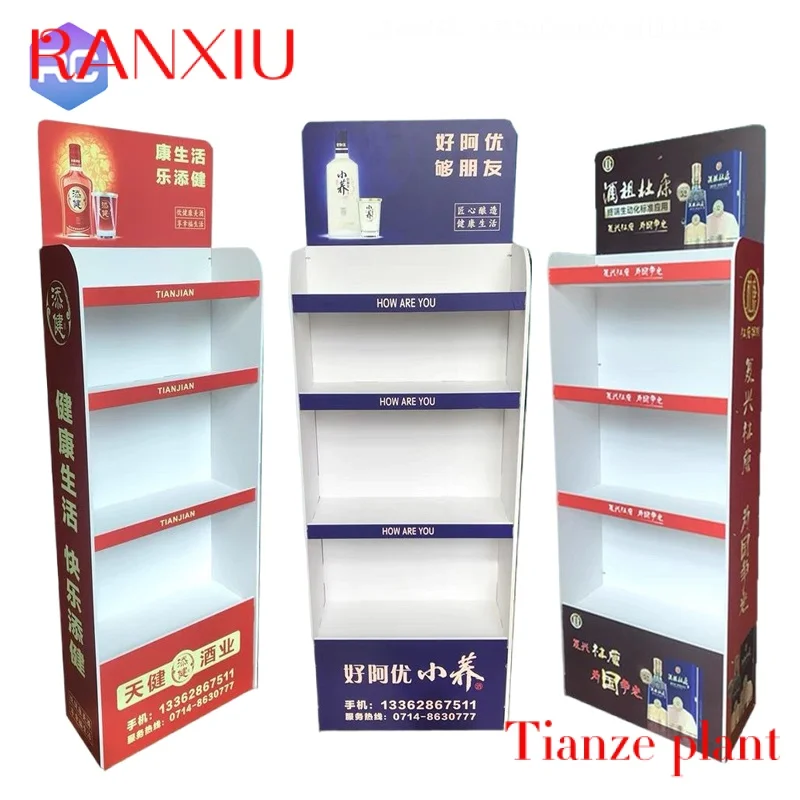 

CustomCustomized Cardboard Water Display Stand Corrugated Paper Cardboard Pallet Display Rack Supermarket Shelf for Food Beverag