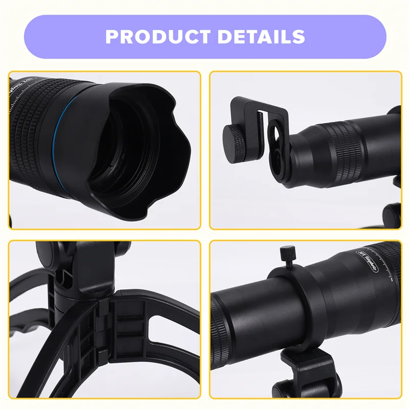 ABDE-APEXEL 光学電話モバイルカメラレンズ 36X 望遠望遠鏡レンズ単眼 + Selfie 三脚 Iphone Huawei 社すべて Smartpho