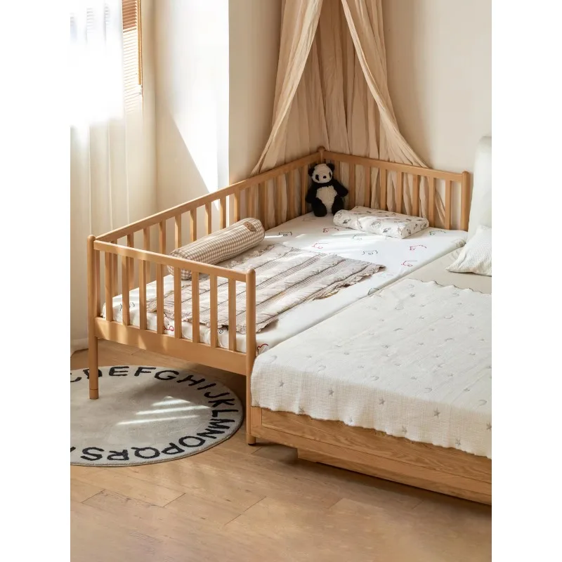 2026 Custom Solid Wood Baby Crib With Guardrail, Connectable Bedside Sleeper For Nursery, Toddler Bed For Boys And Girls