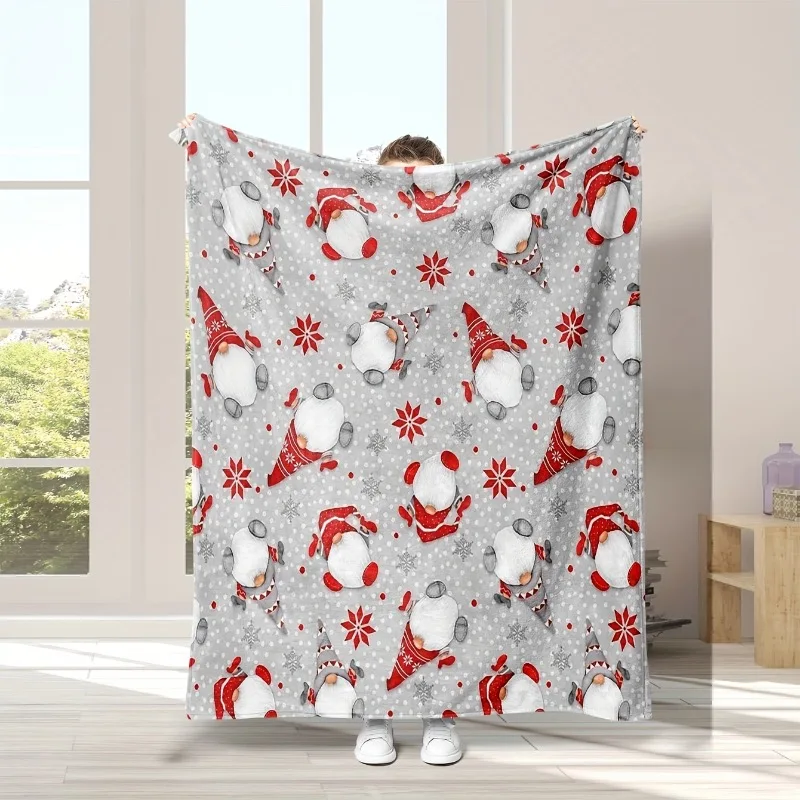 1 قطعة عيد الميلاد سانتا كلوز ندفة الثلج طباعة الفانيلا الصوف رمي بطانية فائقة النعومة الدافئة دافئ عكسها جميع المواسم متعددة الأغراض