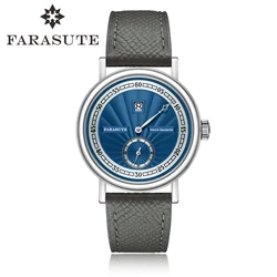 FARASUTE-Relógio Mecânico Automático Masculino, Luxo, Retro, Impermeável, Jump Timing, Sapphire Mirror, 38mm