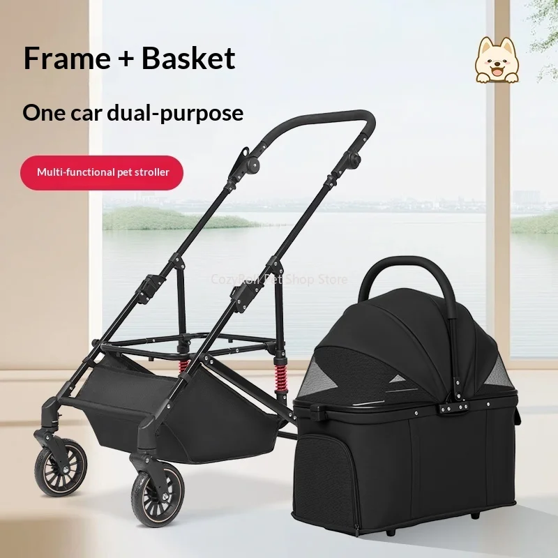 【One-Click】 Pet Stroller with Removable Carrier 35lbs Foldable Compact Travel Pet Stroller for Small to Medium Pets cats and dog