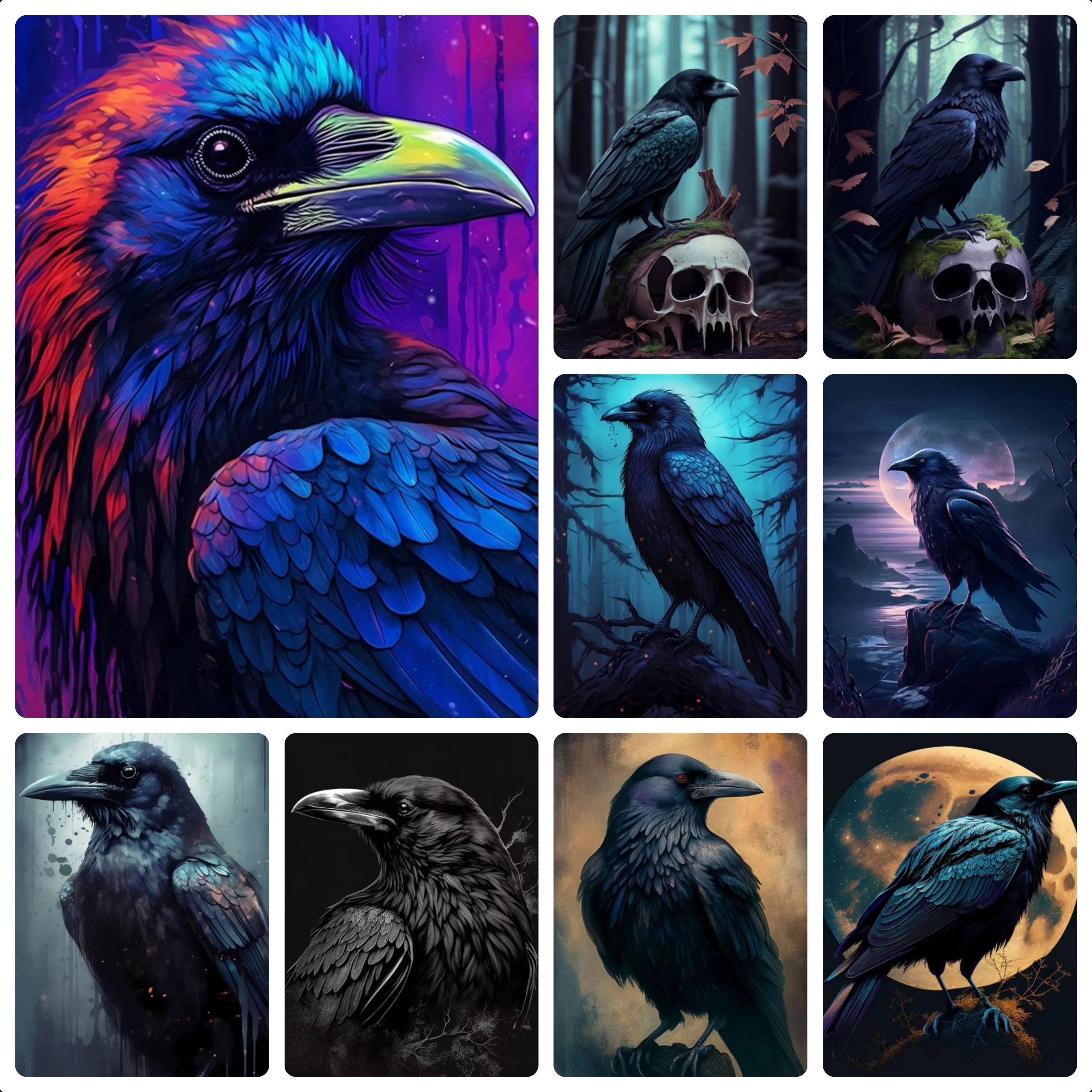 Gothic Dark Academy Skull Raven Jigsaw Puzzles 500/1000/1200/2000PCS Horror Art Handmade Exquisite Home Decor Gift No Frame