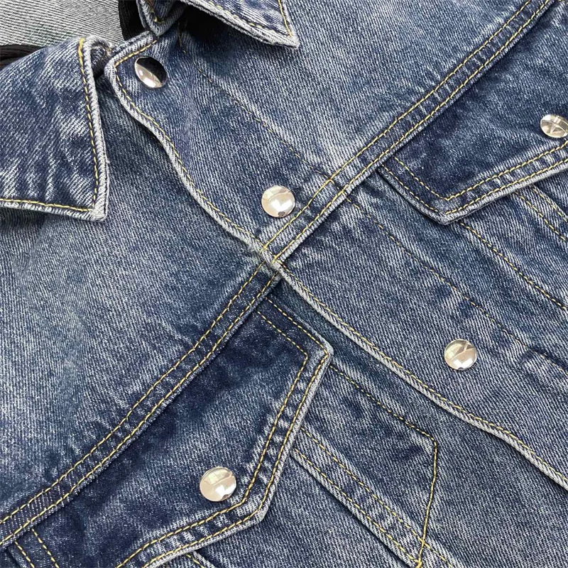 Women's jacket New winter 2025 single breasted slim fit hooded denim jacket Color blocking spliced cotton blend women's coat y2k