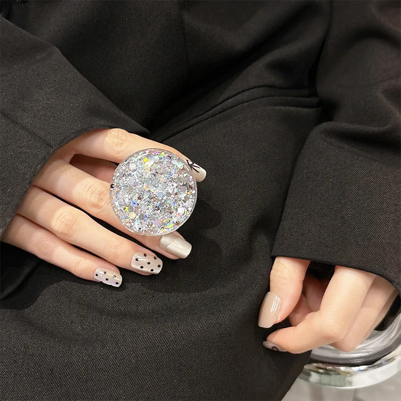 

Circle Glitter Fold Finger Grip Ring Mobile Phone Expanding Stand Holder For Iphone 14 15 16 Tablet Holder Stand Bracket