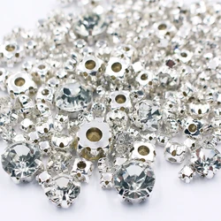 3mm-10mm Claw Sew On Rhinestones Flatback Shiny Crystals Glass Beads Fabric Crafts Stones Stass Sew On Rhinestones for Clothes