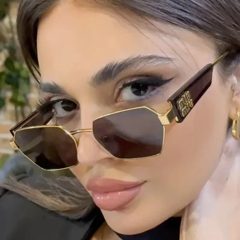 

Yoovos high-quality rectangular sunglasses fashion brand designer retro glasses metal frame glasses UV400 Gafas de Sol Mujer