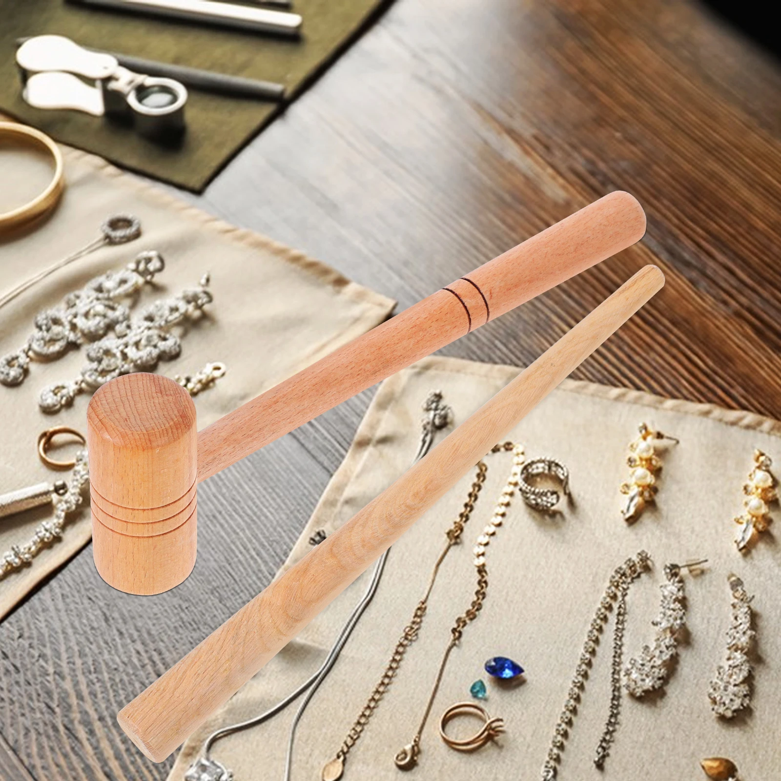 

Wood Sizer Set Mandrel Jewelry Repair Kit Resizing Rod Fixing Reshaping Deformed Rings Adjustable Sizing Tool Resizer Adjuster