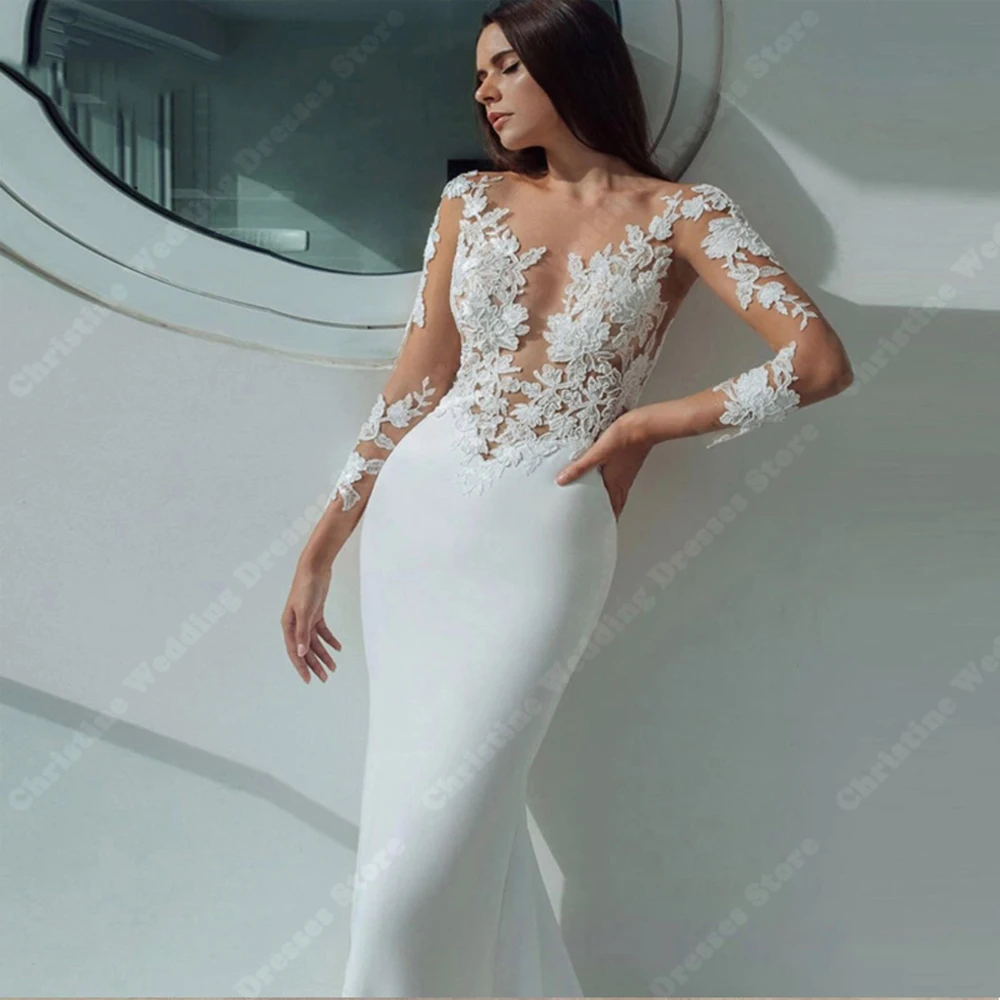 Summer Bright V-Neck Women Wedding Dresses Sexy A-Line Long Sleeves Bride Gowns Formal Mermaid Beach Gathering Vestidos De Novia