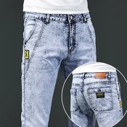 2024 New Skinny Jeans Men Vintage Fashion Snowflake Washed Classic Slim Skinny Elastic Male Casual Denim Trousers