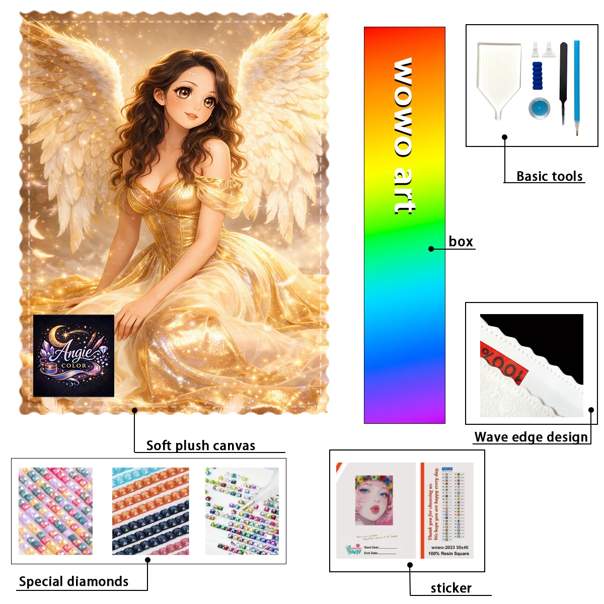 

【Angie_ Diamond Art】The golden wings belong to an angelic girl. Crystal AB Rhinestone FD Rhinestone Perfect Resin Diamond