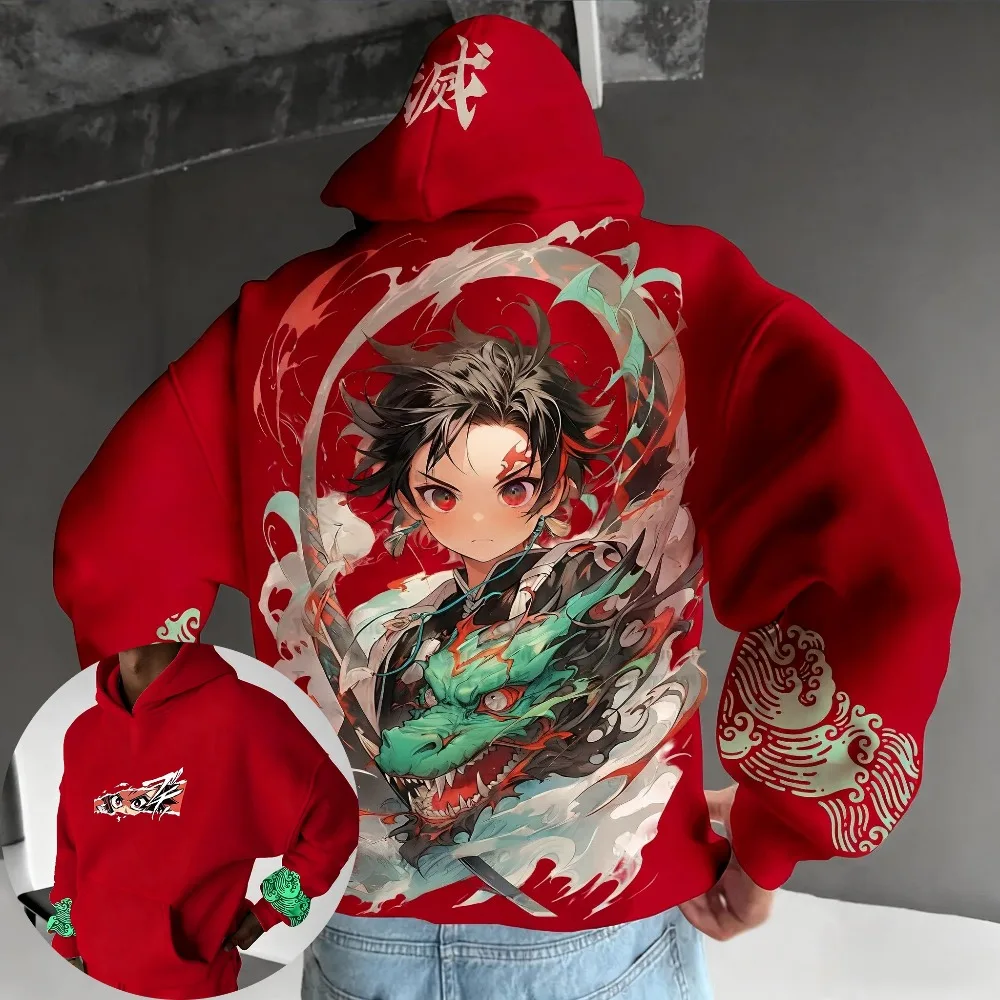 

Demon Slayer Men's Hoodie Sweater Kamado Tanjiro Japan Anime Spring and Autumn Boys Children's Long-sleeved Parent-child Outfit