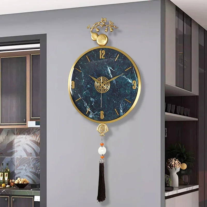 Gourd modern light luxury brass clock living room high-grade soft mount clock quiet quartz clock wall creative table