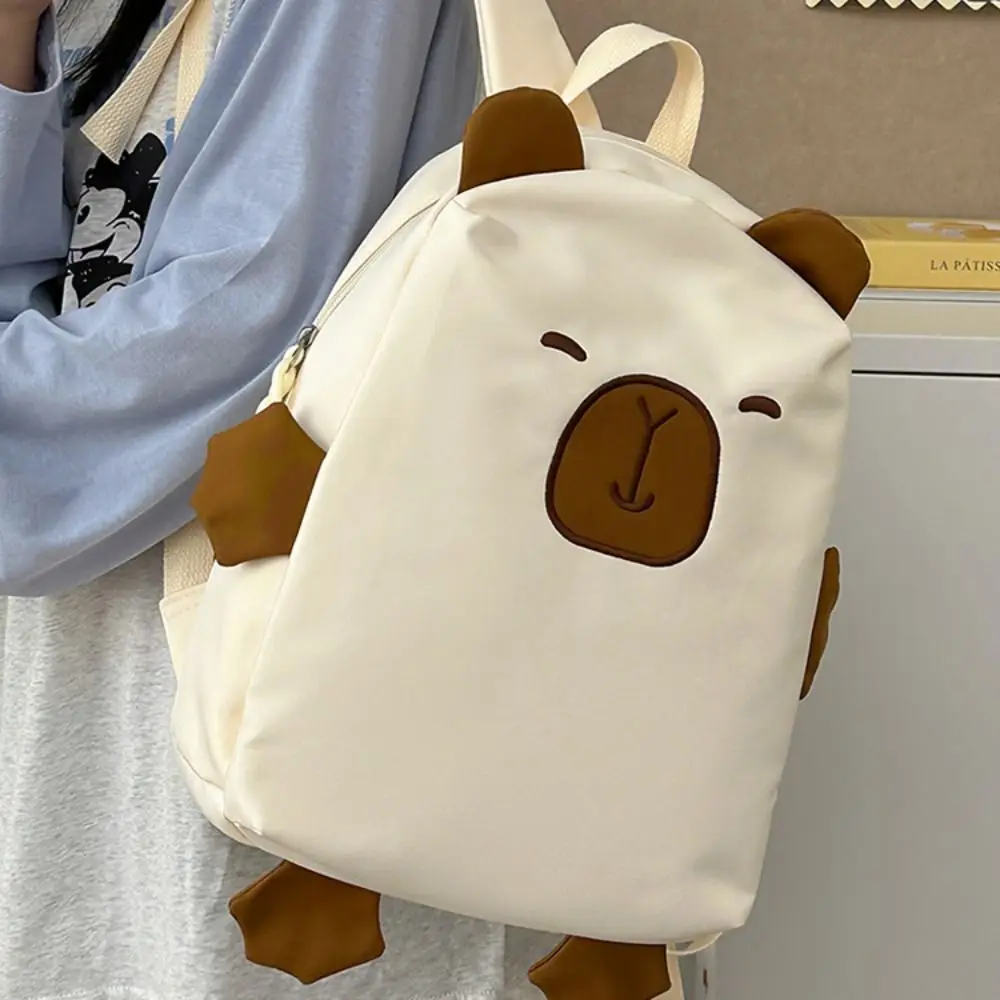 

Large Capacity Capybara Nylon Backpack Kawaii Korean Style Capybara School Bag Handbag Shoulder Bag Cartoon Students Book Bag