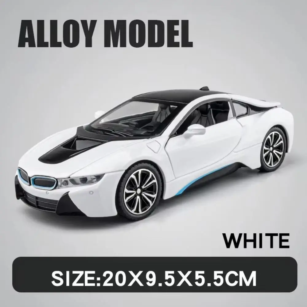 1:22 i8 Sports Car Alloy Diecast Model with Light & Sound Birthday Realistic Pull Back Car Toys Compact Anti Fall