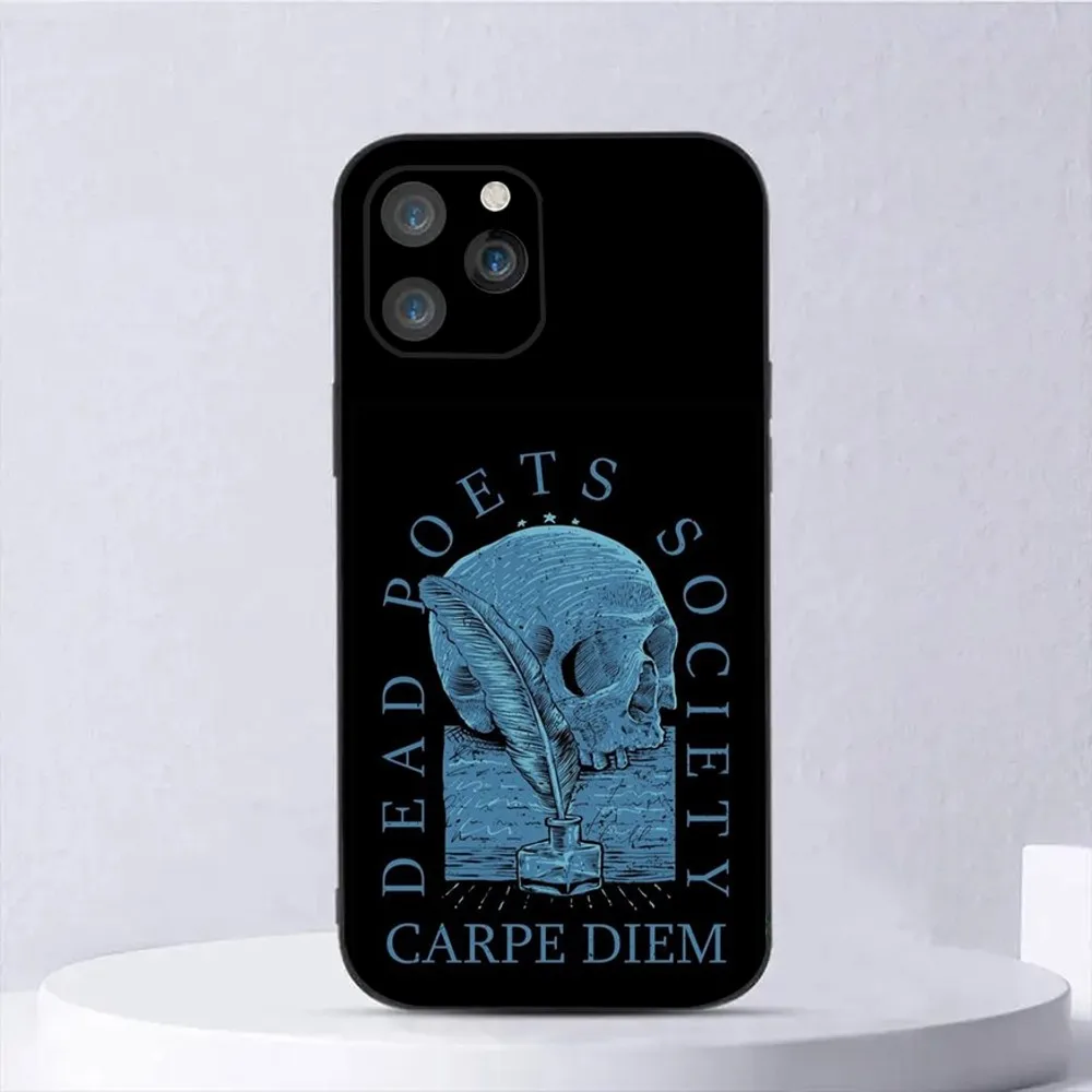 Dead Poets Society Phone Case For iPhone 16,15,14,13,12,11,Plus,Pro Max,XS,X,XR,SE,Mini,8,7 Soft Silicone Black Cover