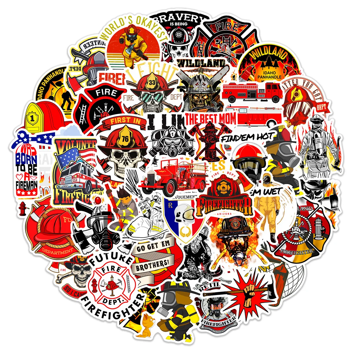 10/25/50pcs Firefighter Graffiti Stickers Decals for Laptop Pad Phone Fridge Luggage Water Bottle Skateboard Motorcycle Helmet