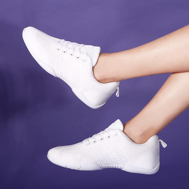 

Competitive children's soft soled square dance competition training white shoes aerobics shoes women's cheerleading shoes breath