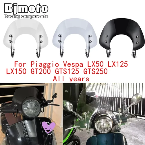 Parabrisas para Piaggio Vespa LX50 LX125 LX150 GT200 GTS125 GTS250 Todos los Años LX 50 125 150 Deflector de Viento