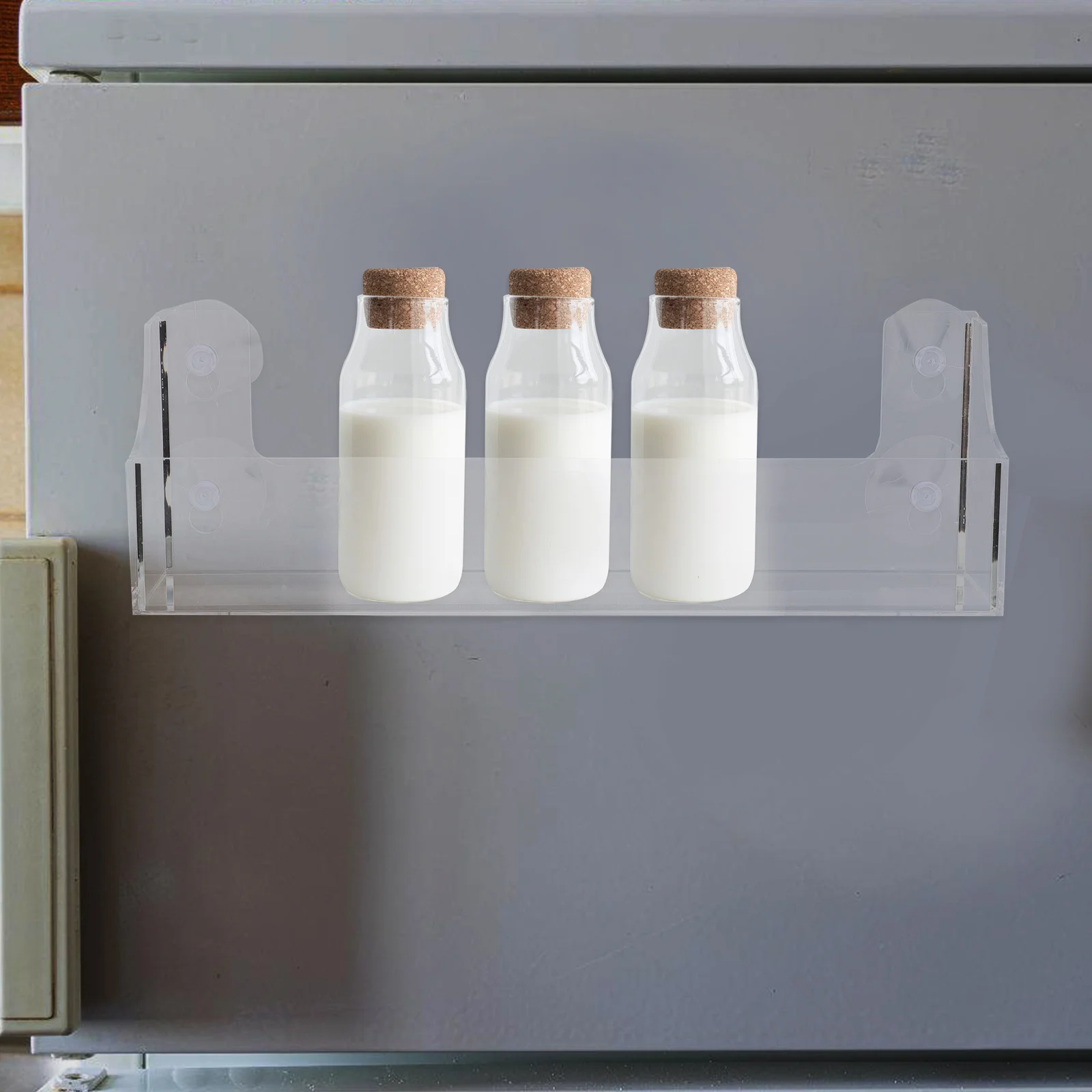 رف كأس شفط المشروبات منظم قابل للتركيب من الأكريليك الشفاف لرف تخزين باب الثلاجة وحامل المشروبات في #3