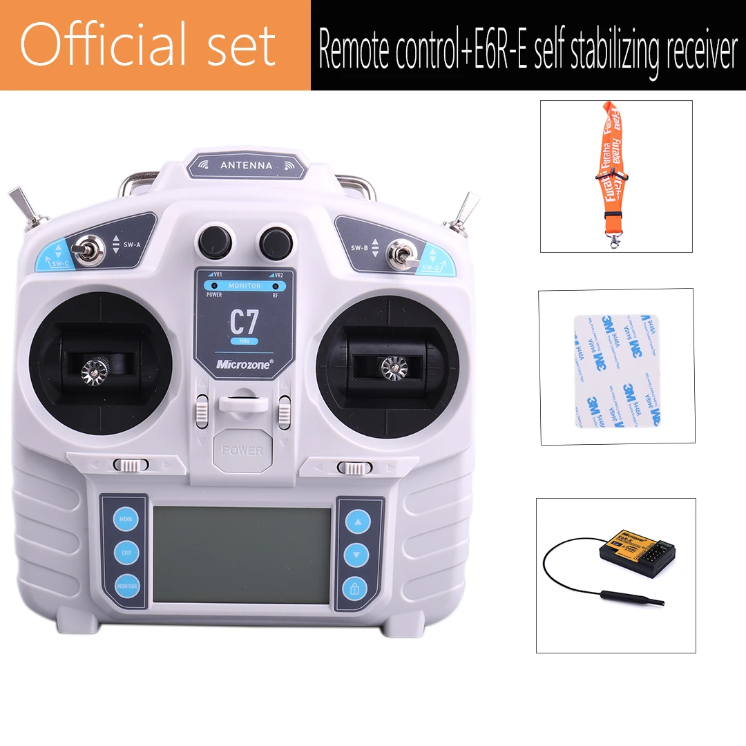 MicroZone MC7 MINI 2.4G Controller Transmitter With E6R-E Receiver Radio System for RC Airplane Drone multirotor Helicop