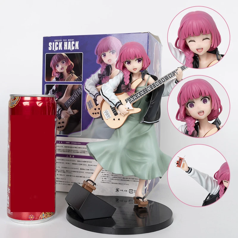 In Stock Kikuri Hiroi Anime Figure BOCCHI THE ROCK! Bassist Kikuri Hiroi Figure 3 Faces PVC Statue Collection Model OrnamentGift