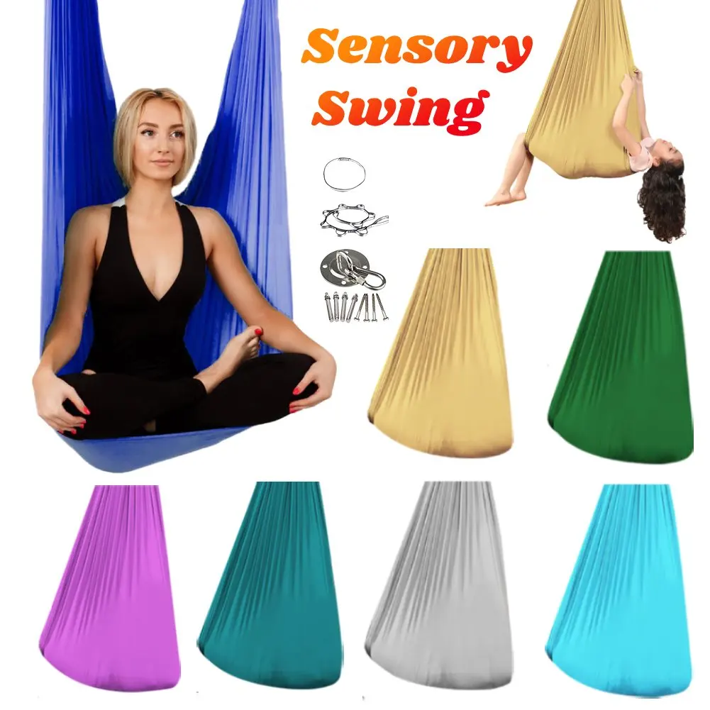 Kids Sensory Swing Portable Swing Hammock Chair Elastic Sensory Camping Yoga Hammock Swing For Kids Adults Indoor Outdoor Toys