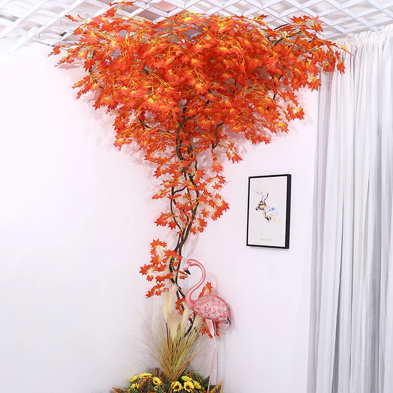 

Set Fake Red Maple Leaves Tree Branch Artificial Plants Suit Wall Hanging Wedding Backdrop Landscape Outdoor Garden Decoration