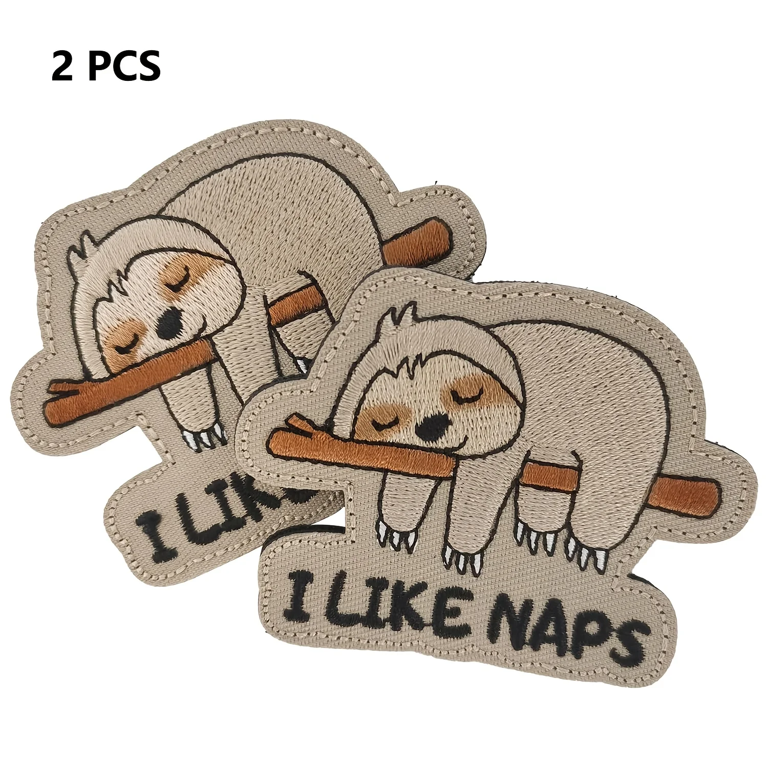 

2PCS Sloth "I like Naps" Hook and Loop Embroidered Patches Funny Tactical Patches for Bags, Hats etc