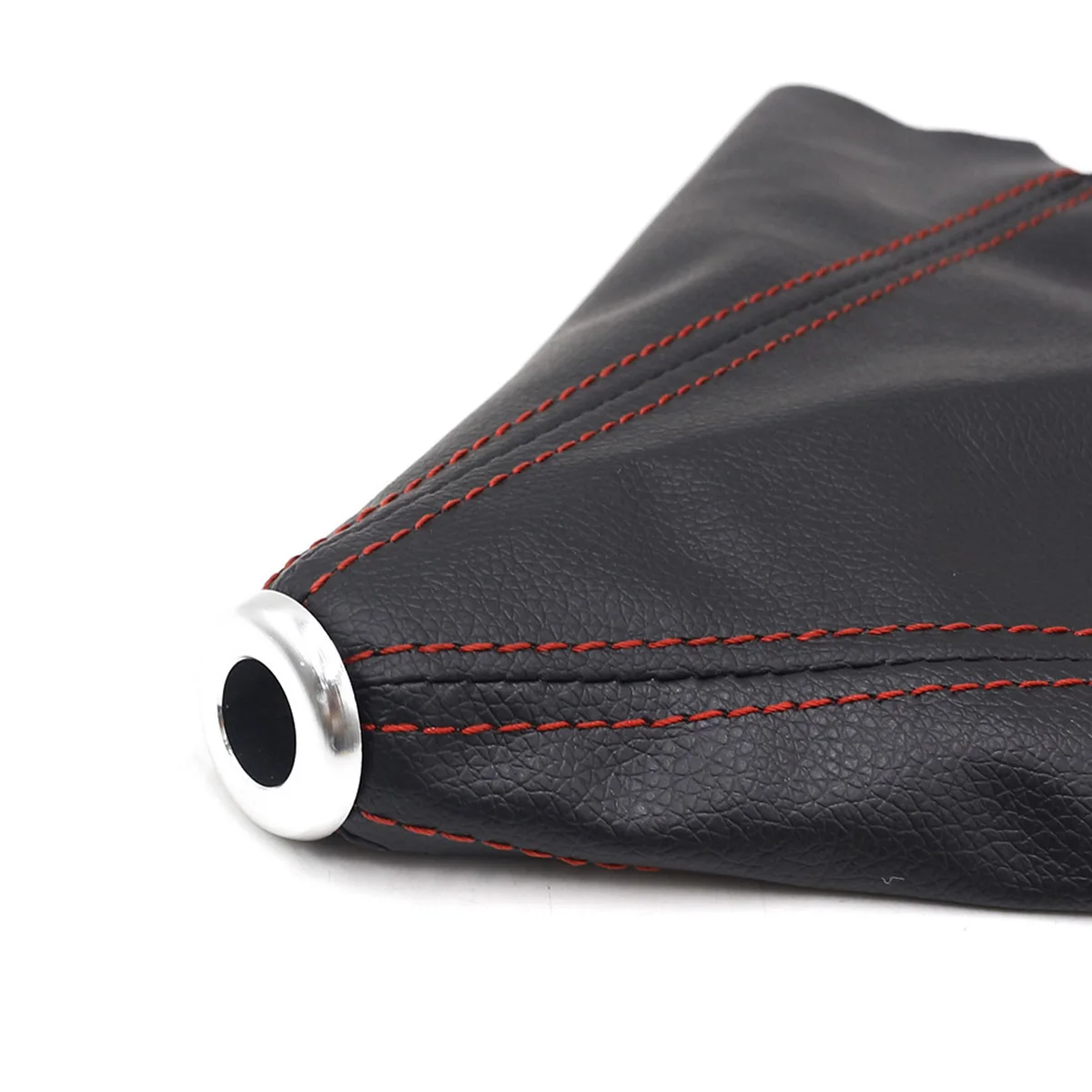 Car Gear Lever Cover 16mm Universal Black Pu Leather Car Shift Collar Automatic Manual Shift Lever Knob Accessory Red Stitching