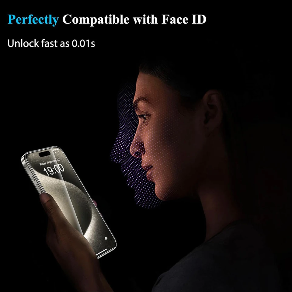 4 Piezas Vidrio Templado para iPhone 16 15 14 13 12 11 Pro Max Protector de Pantalla para iPhone 7 8 Plus X XS Max XR Película de Vidrio Protector 5