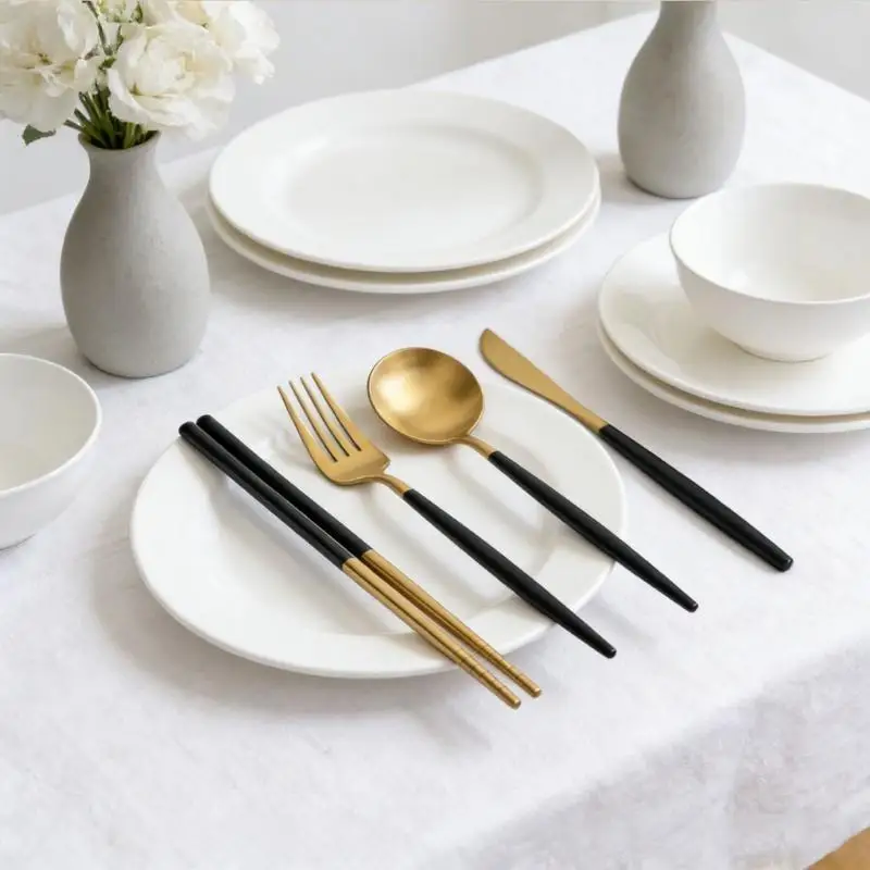 

U2JB Enduring 304 Metal Flatware Group dense Design For Office Lunch Box