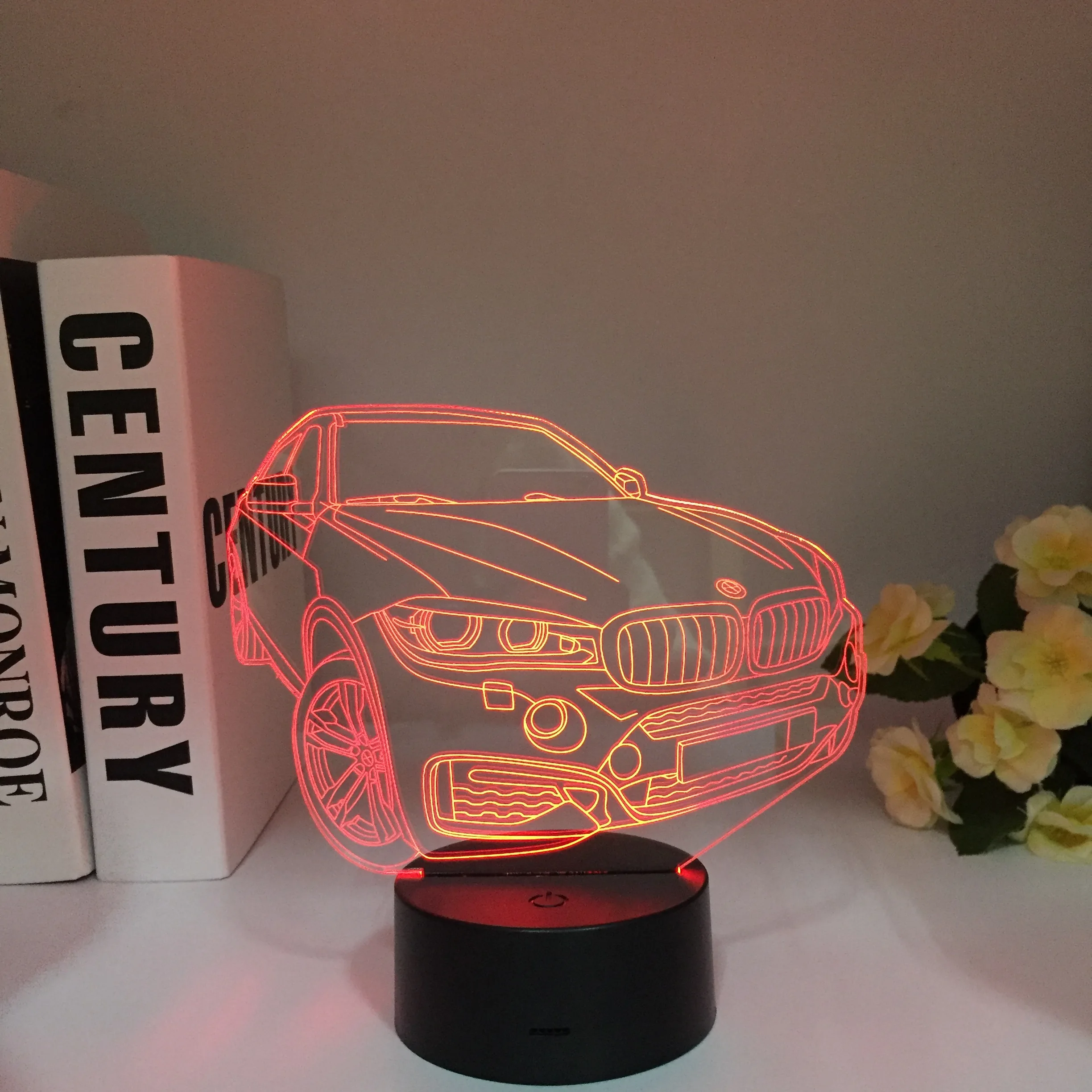 Suv Car Bmws X6M Sports Modeling 3D Illusion Lamp Night Lights Wooden Table Lamp Led Colors Changing Room Wood Desk Decor Gift