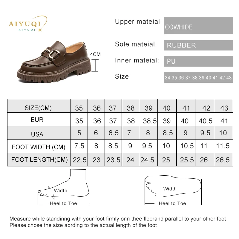 AIYUQI – mocassins en cuir véritable pour femmes, chaussures décontractées pour étudiantes, à bout rond, à plateforme