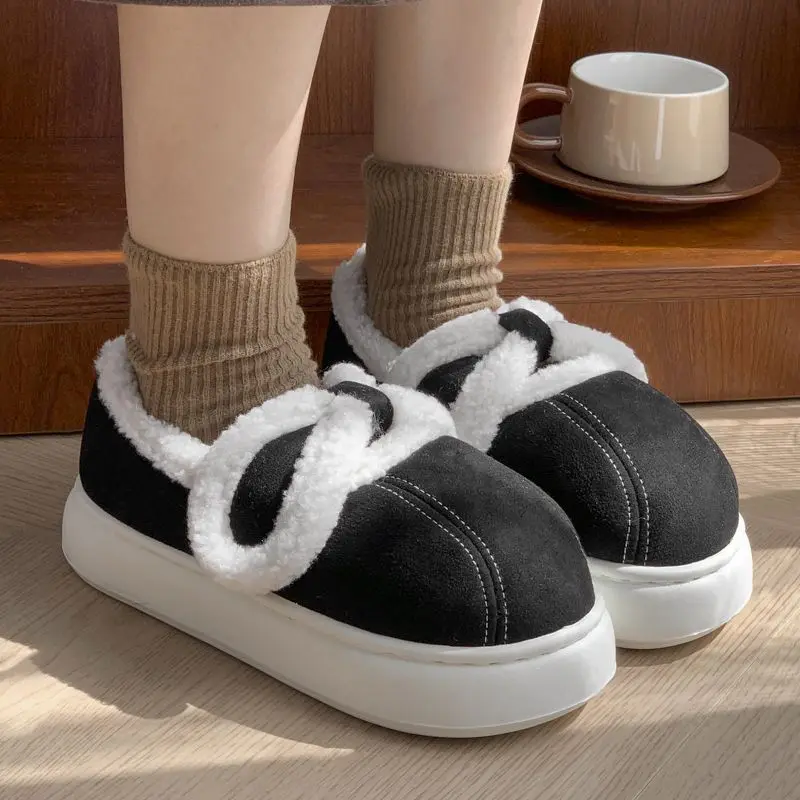

Women's Korean Style Winter Warm Cotton Shoes Comfortable Casual Lightweight Outdoor Wearable Thick Sole Bowknot Student Popular