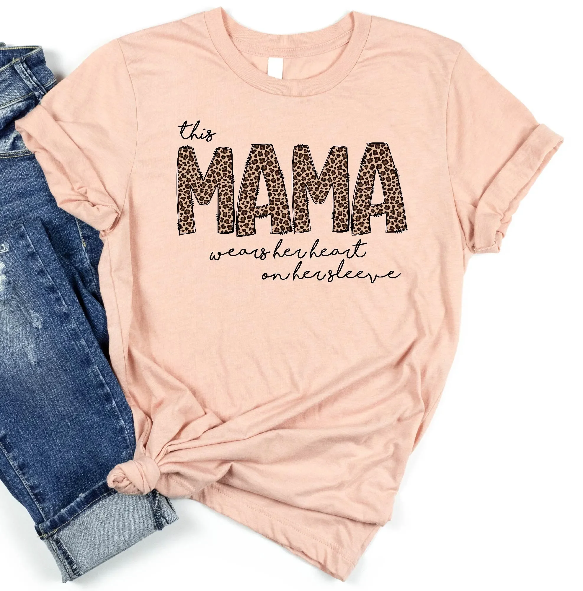 Camiseta con estampado de leopardo para mamá, camiseta divertida para el día de la madre y el bebé