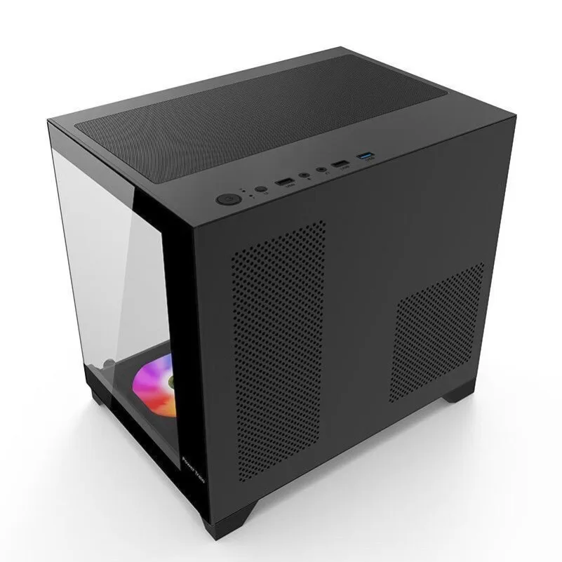 LIULI S No Pillar Gaming PC Case White Panoramic Tempered Glass Chassis MATX Support 240 Water Cooling